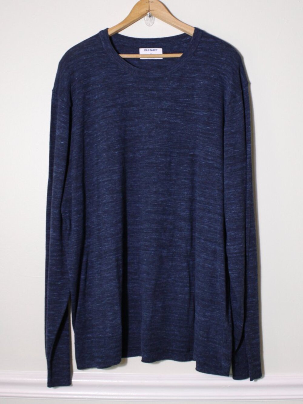 Old Navy Mens Lightweight Crew Neck Long Sleeve Sweater Navy Blue Heather XXL